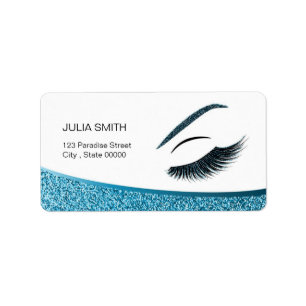 Makeup with glitter effect label