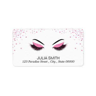 Makeup with glitter effect label