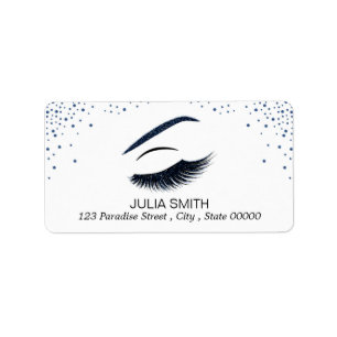 Makeup with glitter effect label