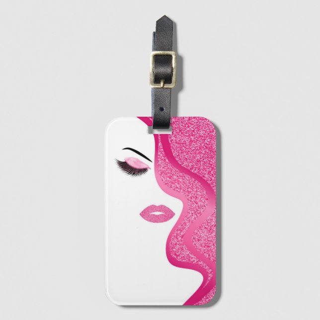 Makeup with glitter effect luggage tag (Front Vertical)