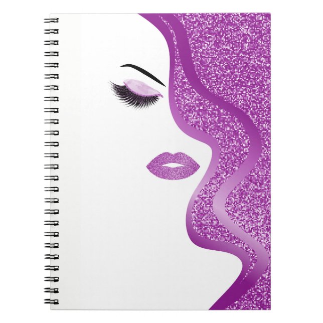 Makeup with glitter effect spiral notebook (Front)