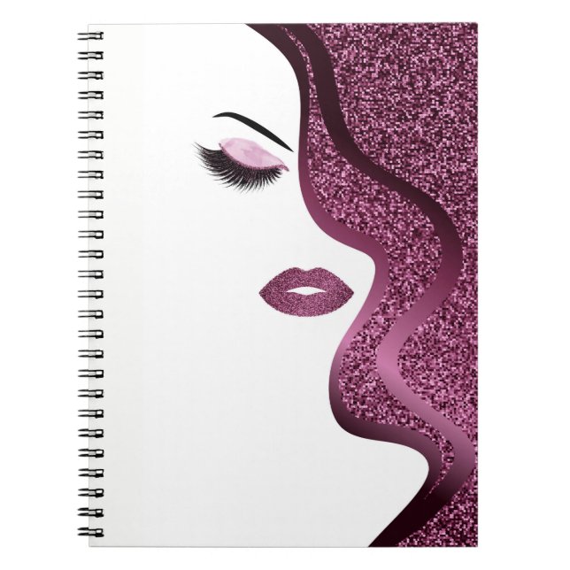 Makeup with glitter effect spiral notebook (Front)