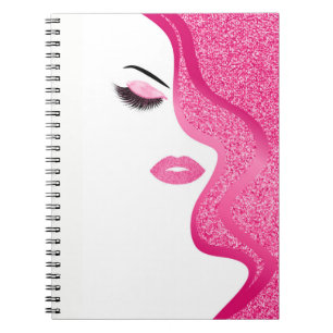 Makeup with glitter effect spiral notebook