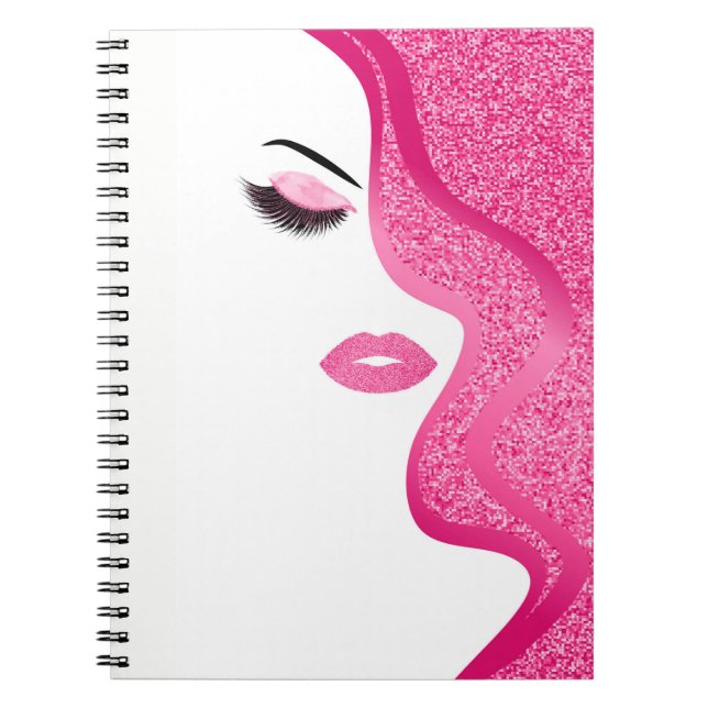 Makeup with glitter effect spiral notebook (Front)