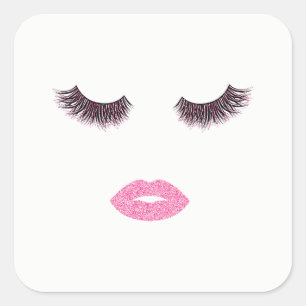 Makeup with glitter effect square sticker