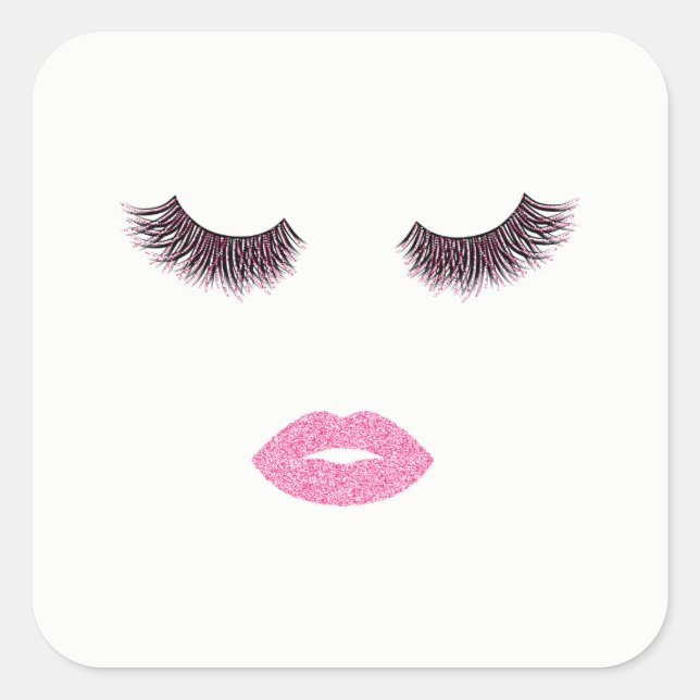 Makeup with glitter effect square sticker (Front)