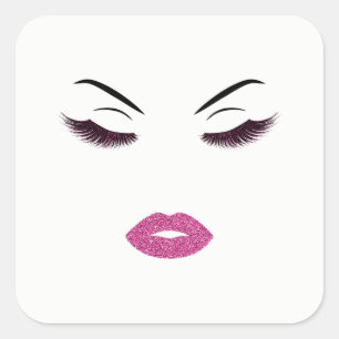 Makeup with glitter effect square sticker