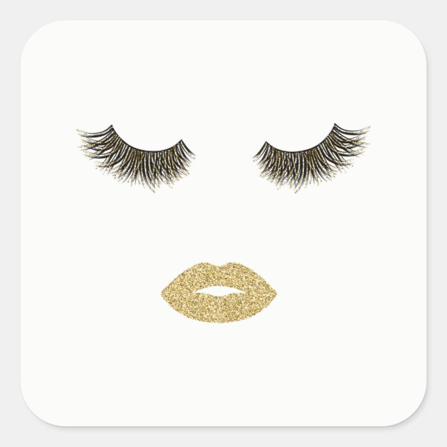 Makeup with glitter effect square sticker (Front)