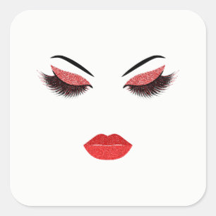 Makeup with glitter effect square sticker