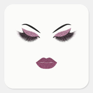 Makeup with glitter effect square sticker