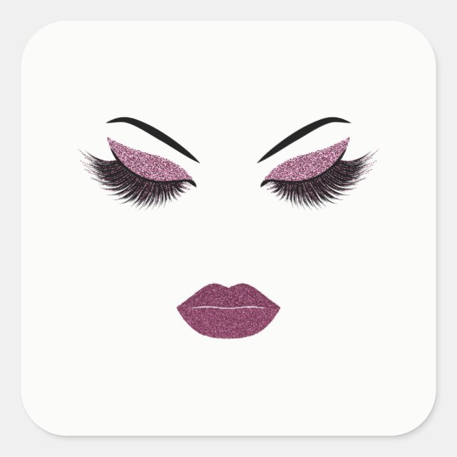 Makeup with glitter effect square sticker (Front)