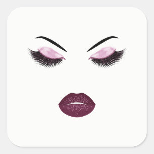 Makeup with glitter effect square sticker