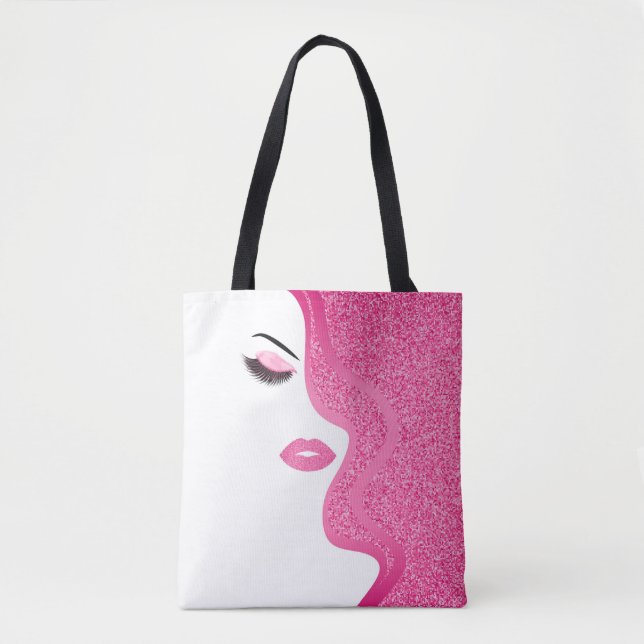 Makeup with glitter effect tote bag (Front)