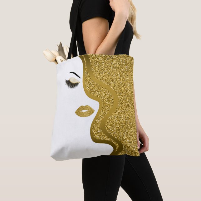 Makeup with glitter effect tote bag (Close Up)