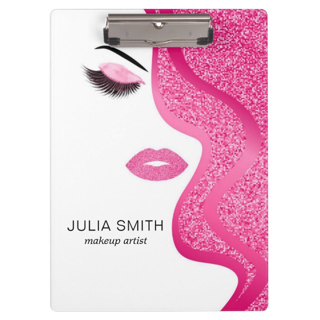 Makeup with light pink glitter effect clipboard (Front)