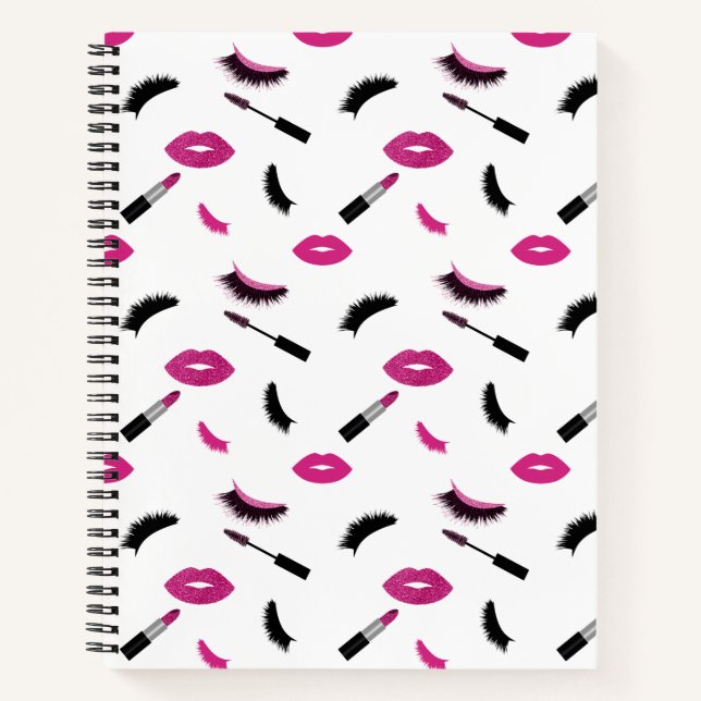 Makeup with pink glitter notebook (Front)