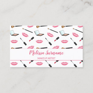 Makeup With Pink Lips Makeup Artist Personalised Business Card