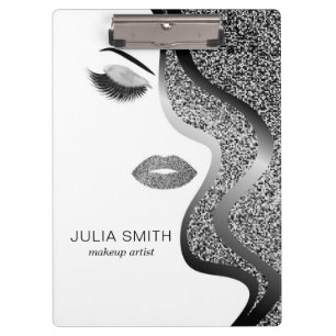 Makeup with silver effect clipboard