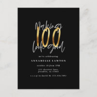 Making 100 look good gold birthday invitation