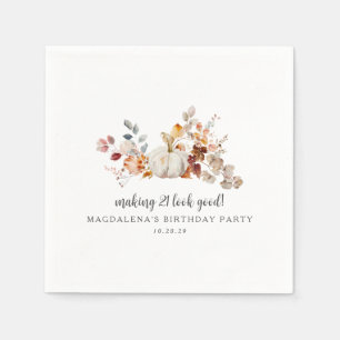 Making 21 Look Good Custom Fall Birthday Napkin