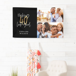 making 40 look good black and gold multi photo banner