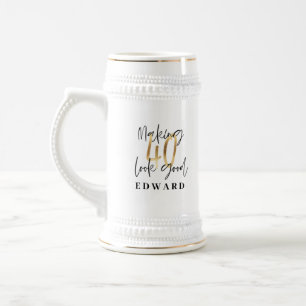 Making 40 look good gold birthday party beer stein