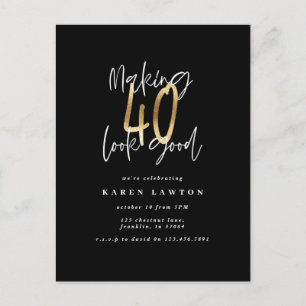 making 40 look good modern gold and black birthday postcard