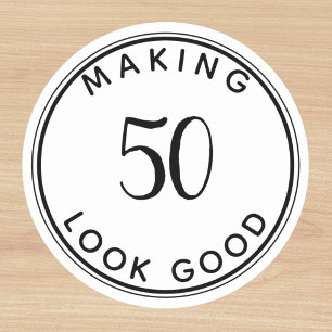 Making 50 Look Good 50th Birthday Party Classic Ro Classic Round Sticker