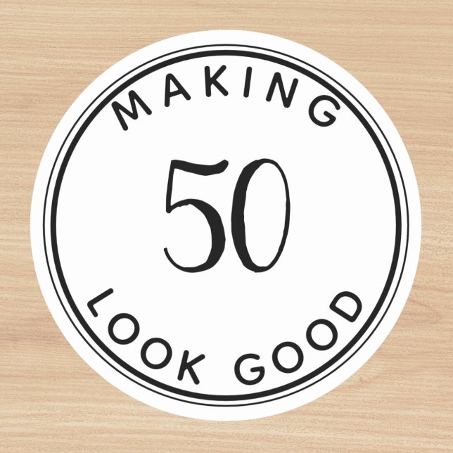 Making 50 Look Good 50th Birthday Party Classic Ro Classic Round Sticker (50th birthday party stickers)