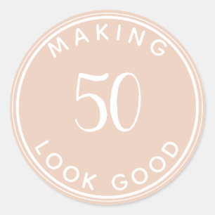 Making 50 Look Good 50th Birthday Party Classic Ro Classic Round Sticker