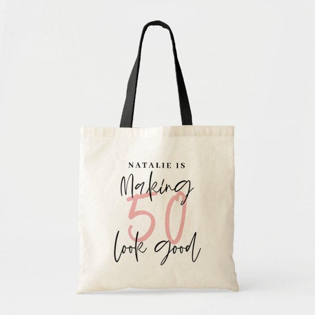 Making 50 look good age birthday personalised tote bag (Front)