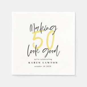 Making 50 look good birthday party napkin