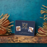 making 50 look good blue and gold birthday  plaque<br><div class="desc">Blue and gold modern script stylish multi photo 50th birthday party decor sign design. Modern gold effect script text. Part of a collection.</div>