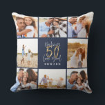 Making 50 look good blue gold photo birthday cushion<br><div class="desc">Celebrate your 60th birthday in style with these blue and gold effect 60th birthday design. A modern design with script text and bold graphics. Change the colour to customise. Part of a collection.</div>