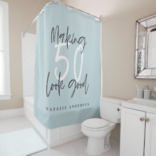 Making 50 look good chic modern birthday shower curtain