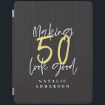 Making 50 look good colorful birthday celebration iPad cover<br><div class="desc">Celebrate your 50th birthday in style with this colorful chic elegant 50 and fabulous birthday design. A modern design with script text and bold graphics. Change the colour to customise. Part of a collection.</div>