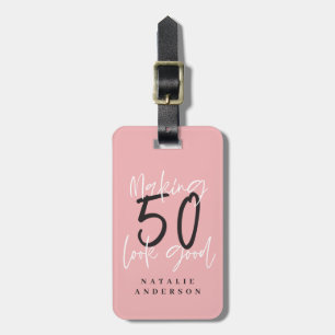 Making 50 look good colorful birthday celebration luggage tag