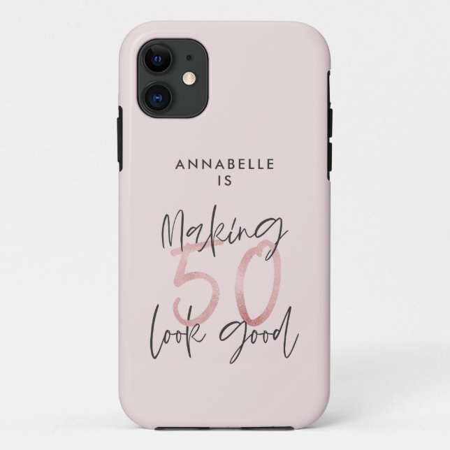 Making 50 look good girly pink glitter birthday Case-Mate iPhone case (Back)