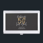 Making 50 look good gold birthday celebration business card holder<br><div class="desc">Celebrate your 50th birthday in style with this black,  white and gold effect 50 and fabulous birthday design. A modern design with script text and bold graphics. Change the colour to customise. Part of a collection.</div>