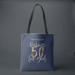 Making 50 look good gold gift tote bag<br><div class="desc">Making 50 look good age birthday typographic personalised gold effect birthday gift design. Life begins at sixty, show how happy you are to be in your sixties with this shirt, ideal for a birthday party or celebration weekend away. Make it a party to remember with the awesome outfit or a...</div>