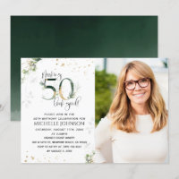 Making 50 Look Good Gold Photo Birthday Invitation