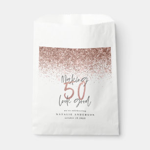 Making 50 look good rose gold glitter party favour favour bags