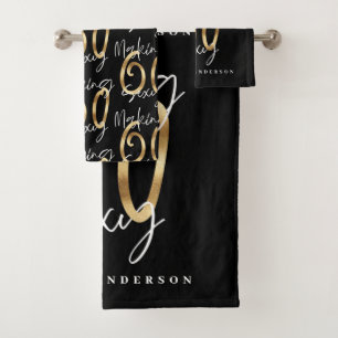 Making 60 look good gold birthday celebration bath towel set