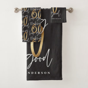 Making 60 look good gold birthday celebration bath towel set