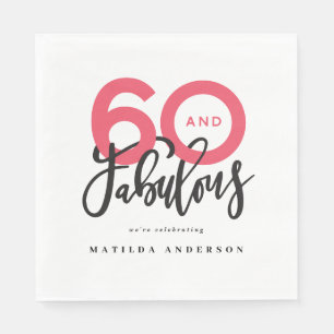 Making 60 look good modern typography birthday napkin