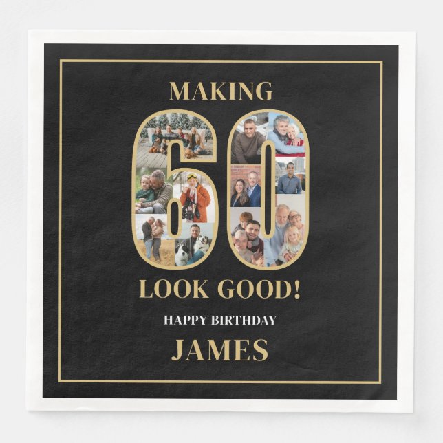 Making 60 Look Good Photo Birthday Napkin (Front)