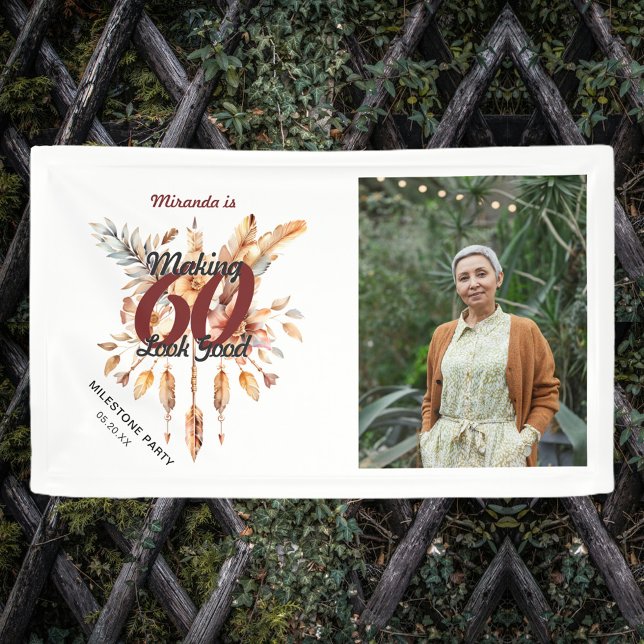 Making 60 Look Good Sixtieth Rustic Boho Birthday Banner (Creator Uploaded)