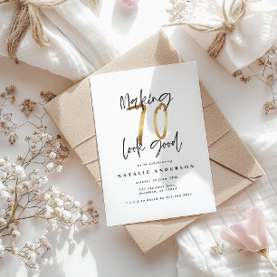 Making 70 look good gold birthday invitation
