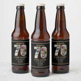 Making 70 Look Good Photo Collage 70th Birthday Beer Bottle Label