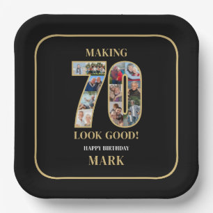 Making 70 Look Good Photo Collage 70th Birthday Paper Plate